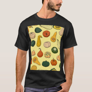 Handdragna squash, sömlösa vegetabiliska mönster. t shirt