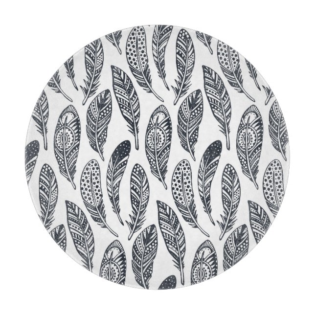 Handdragna stamfjädrar, vintage mönster. (Framsidan)