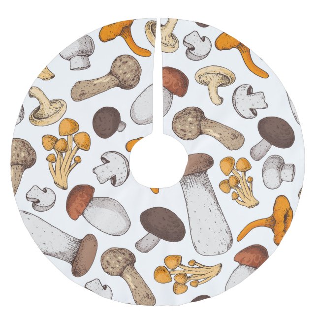 Handdragna svampar: livsmedelsbakgrund. julgransmatta borstad polyester (Framsidan)
