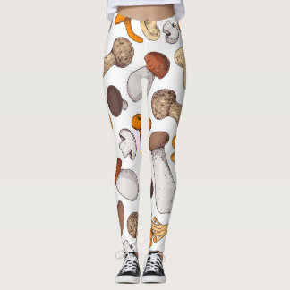 Handdragna svampar: livsmedelsbakgrund. leggings