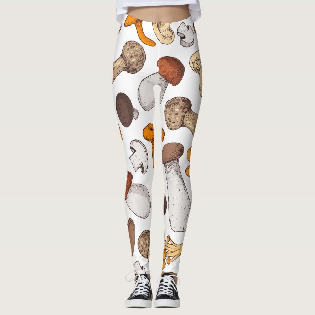 Handdragna svampar: livsmedelsbakgrund. leggings (Framsida)