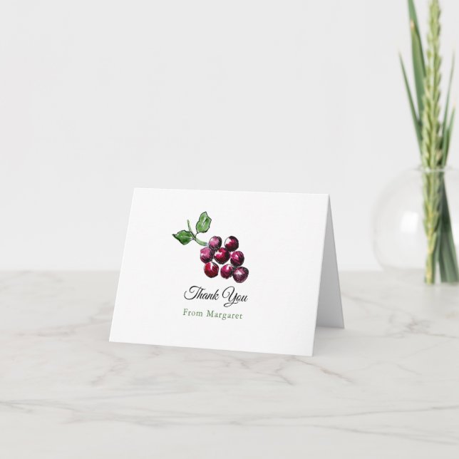 Handdränerad vattenfärgsfärgad rödfärgad Vin-grafi Tack Kort (Framsida)