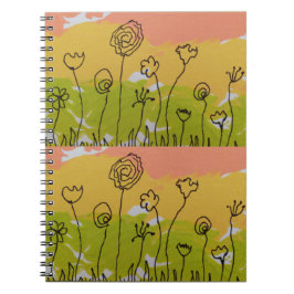 Handdränerade blommor anteckningsbok