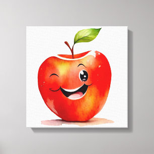Handdränkt äpple Emoji - Stretched Kanvastryck