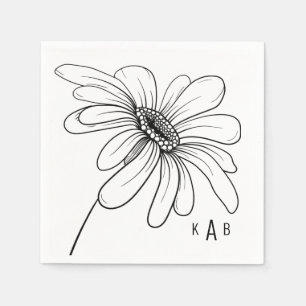 Handdränkt Daisy Monogram Vita blöjor Pappersservett