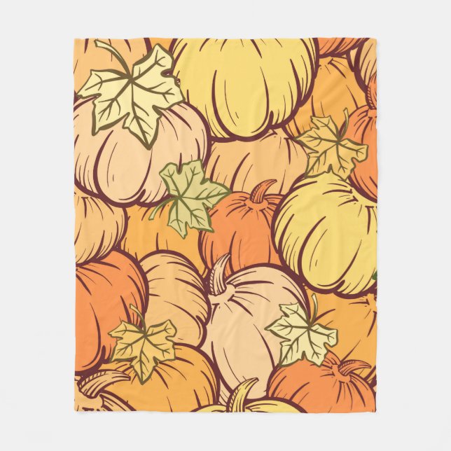 Handdränkt Vintage pumpa och löv sömlös platta Fleecefilt (Framsidan)