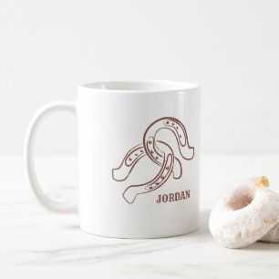 Handdränkta hästseshoes Rustic Brown Western Kaffemugg