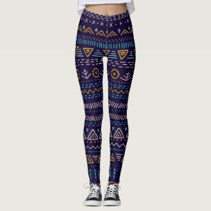 Handdränkta stamstammar: Etniskt sjölösa Mönster Leggings