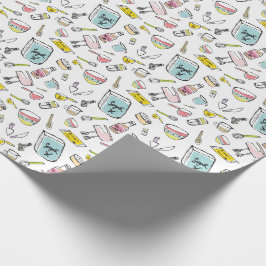 Handdrawn bakningmönster som slår in papper presentpapper