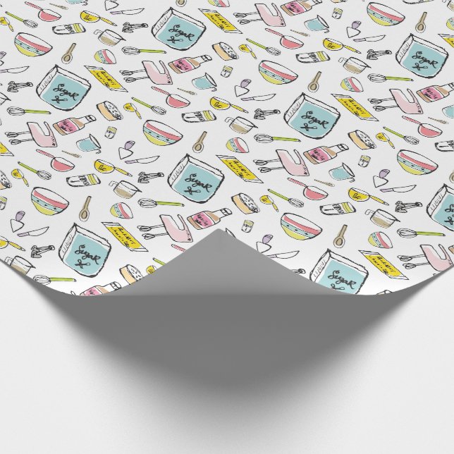 Handdrawn bakningmönster som slår in papper presentpapper (Hörn)