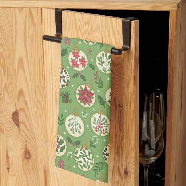 HandDrawn Christmas Ornament Kitchen Towel Kökshandduk (Thirds Fold)
