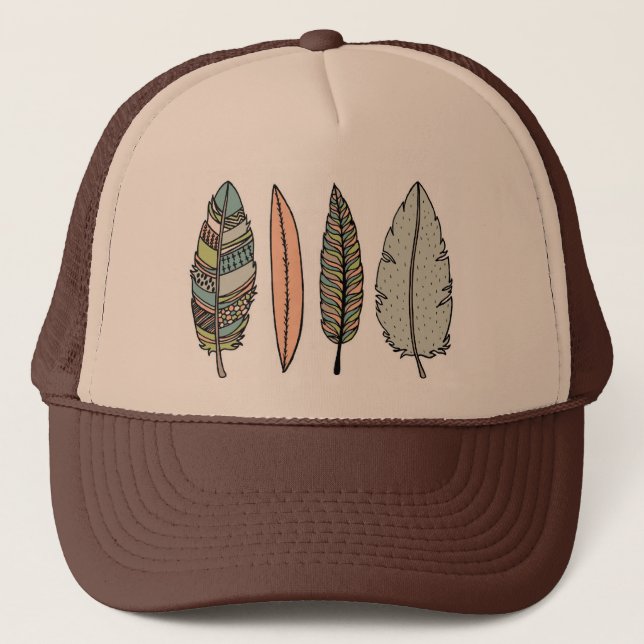 handdrawn fjäderhatt truckerkeps (Framsida)