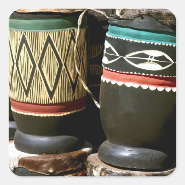 Handdrum, Livingston, Zambia Fyrkantigt Klistermärke (Framsida)