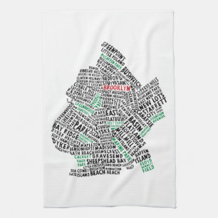 Handduk för Brooklyn New York Calligram kartaTea Kökshandduk
