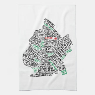 Handduk för Brooklyn New York Calligram kartaTea Kökshandduk