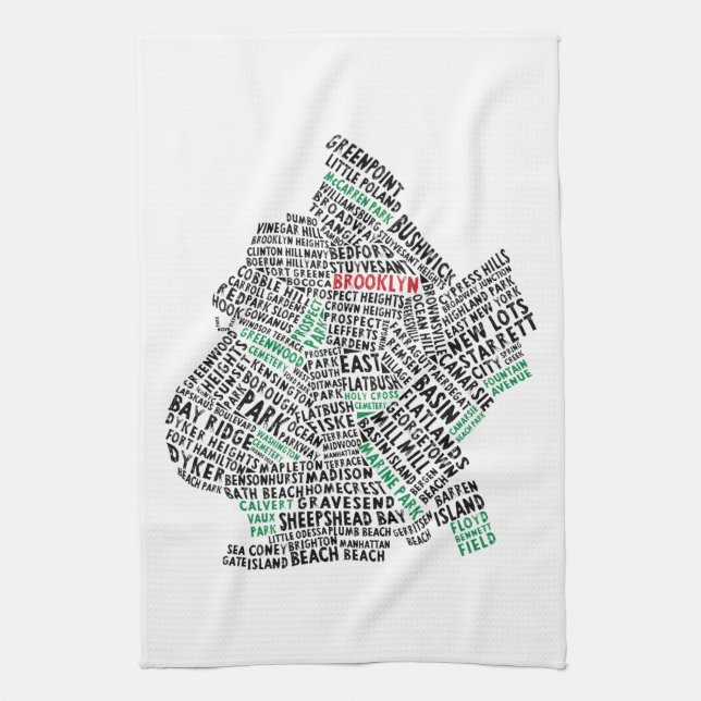 Handduk för Brooklyn New York Calligram kartaTea Kökshandduk (Vertikal)