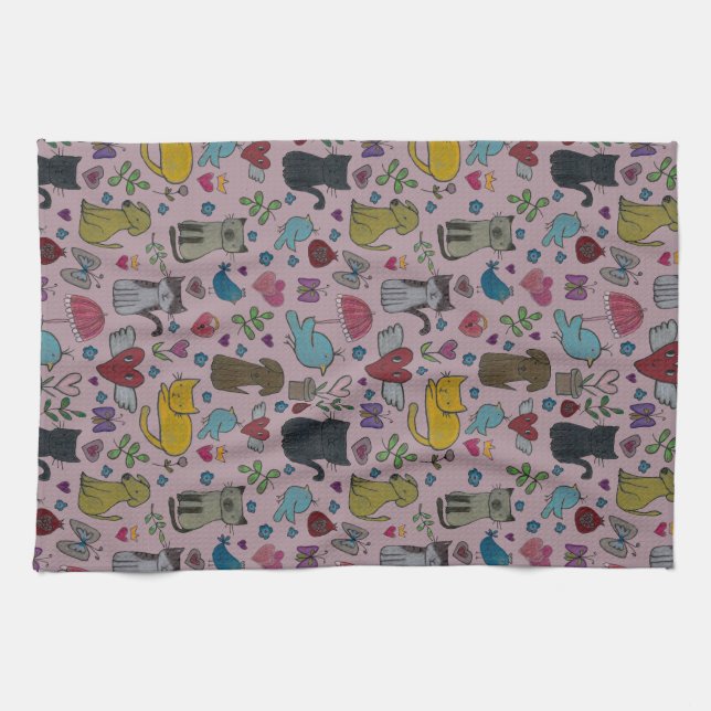 Handduk för kärlekhusdjurmaträtt kökshandduk (Horisontell)