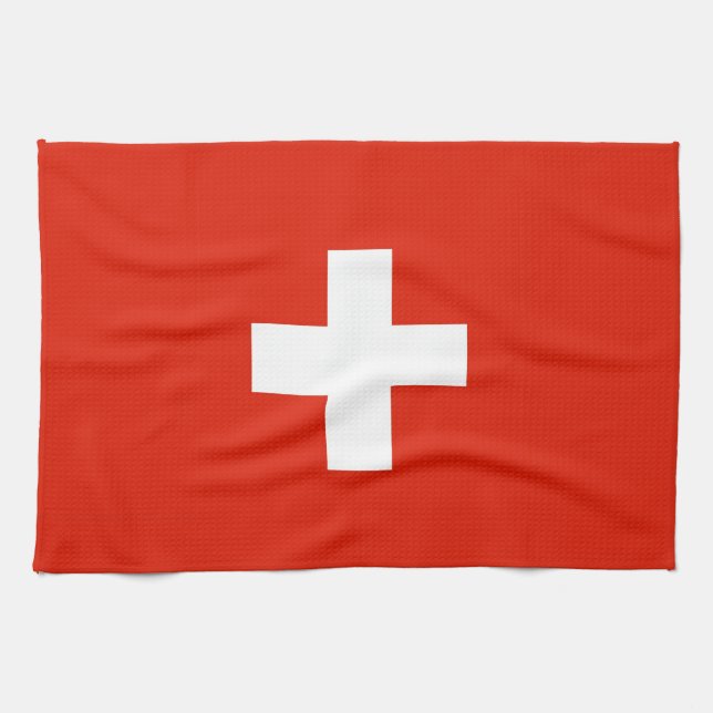 handduk för switzerland schweizisk landflagga kökshandduk (Horisontell)