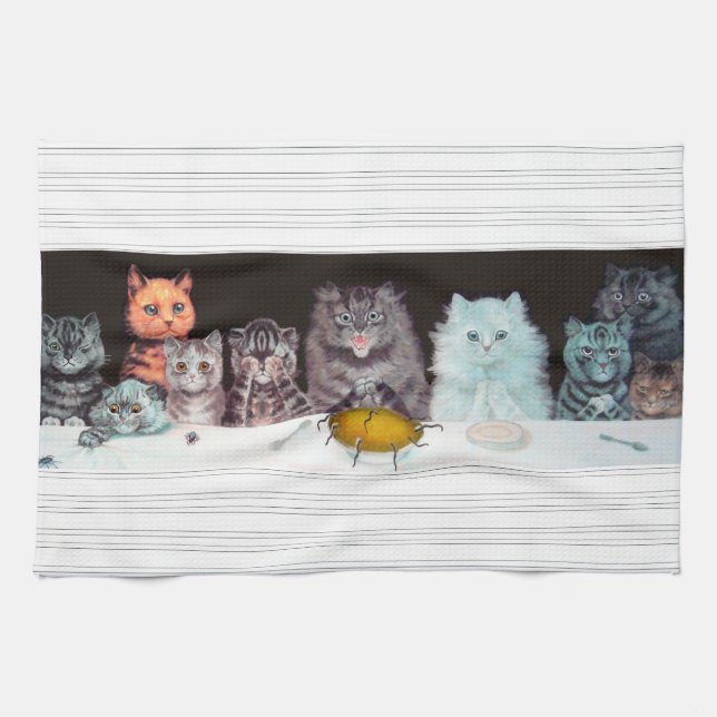 Handduk för Tea för konst för kvällsmål för Kökshandduk (Horisontell)