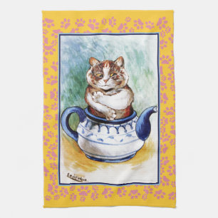 Handduk för Tea för tass för katt för vintageL Kökshandduk