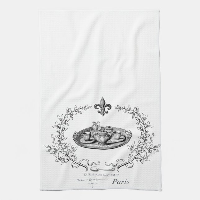Handduk för vintageParis Teaset tea Kökshandduk (Vertikal)
