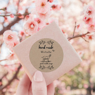 Handduk gjord av Goat Mjölk Soap Monogram Runt Klistermärke