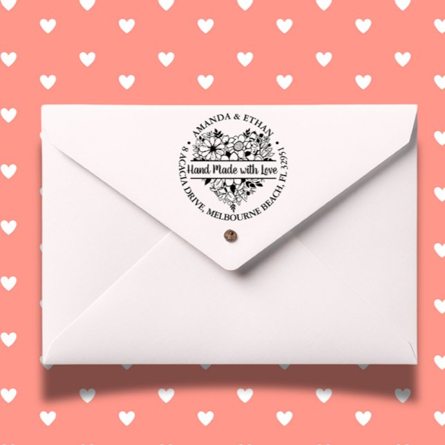 Handduk gjord med Kärlek Foral Heart Themme Självfärgande Stämpel (Skapare uppladdad)