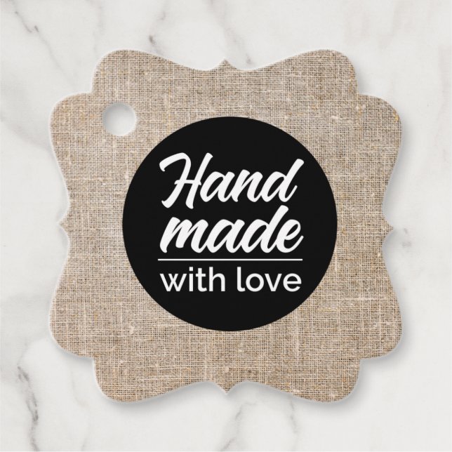 Handduk gjord med kärlek gåvor etiketter (Framsida)
