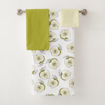 Handduk med söt mönster av äppelsilhuetter.