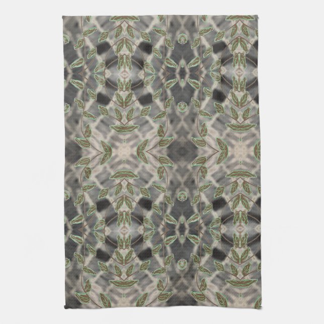 Handduk med svart och vitt finare med brun kökshandduk (Vertikal)