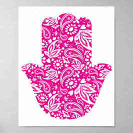 Handduk vid Hamsa Rosa White Lucky Talisman Poster