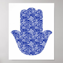 Handdukar av Hamsa Blue White Lucky Talisman Poster