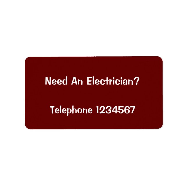 HANDEL. ELEKTRICIEN. ADRESSETIKETT (Framsidan)