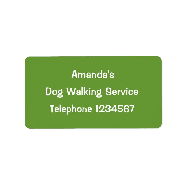 HANDEL, HUND WALKING. ADRESSETIKETT (Framsidan)