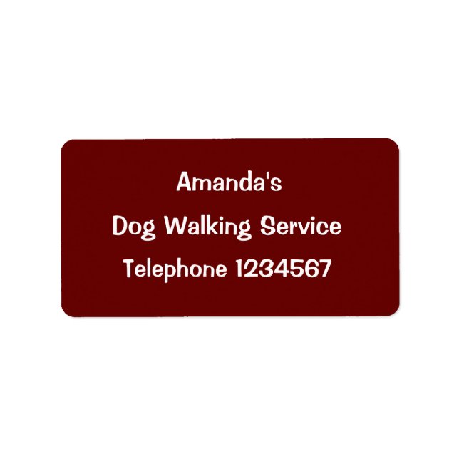 HANDEL, HUND WALKING. ADRESSETIKETT (Framsidan)