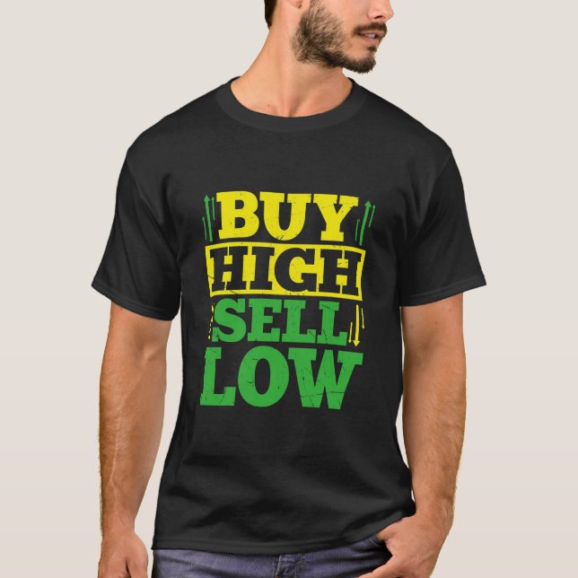 Handel med fet "köp låg säljkostnad" Humor T-Shirt (Framsida)