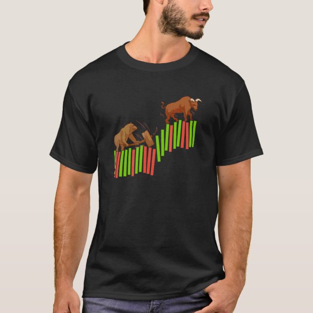 Handel med Lagrar-marknaden Bull Vs Bear I T Shirt (Framsida)