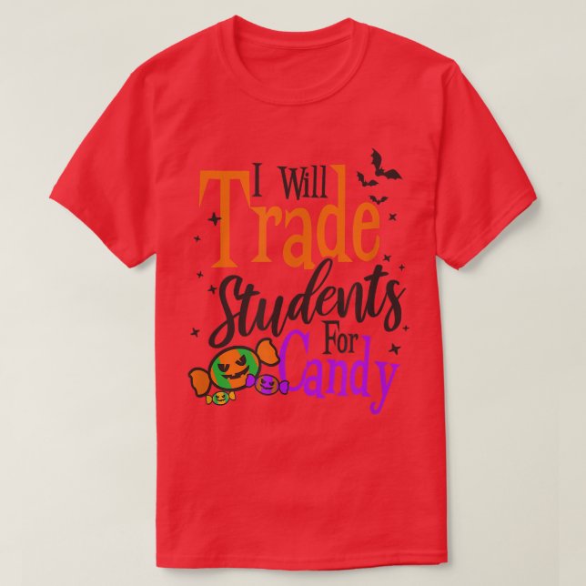 Handel med Studenter för Candy Design Halloween-lä T Shirt (Design framsida)