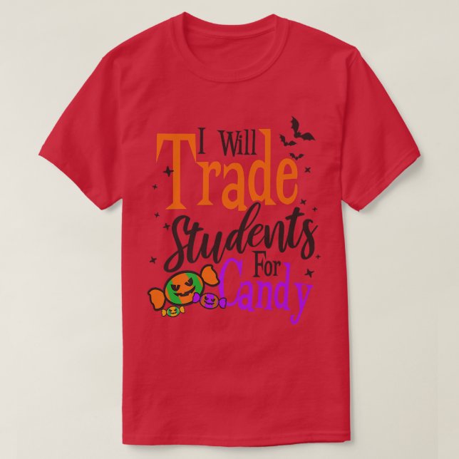 Handel med Studenter för godisdesign Halloween-lär T Shirt (Design framsida)