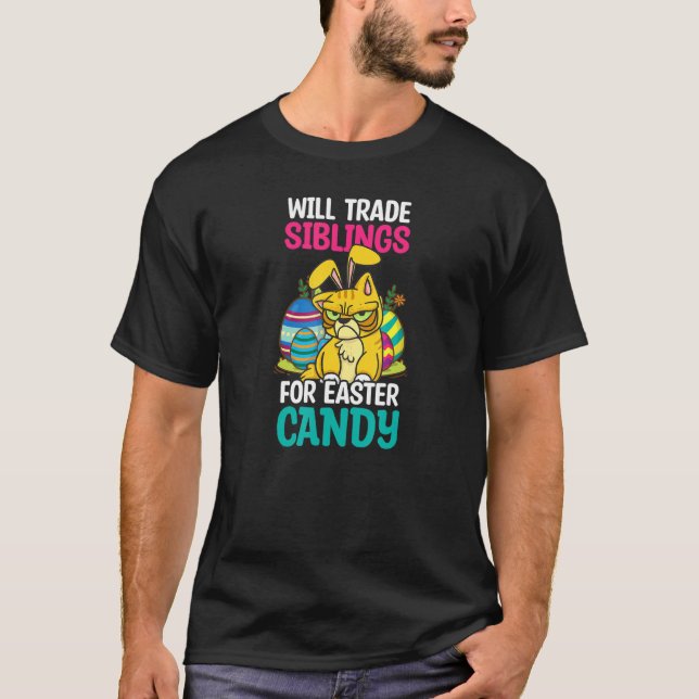 Handel med Syskon för Påsk Candy Påsk Cat T Shirt (Framsida)