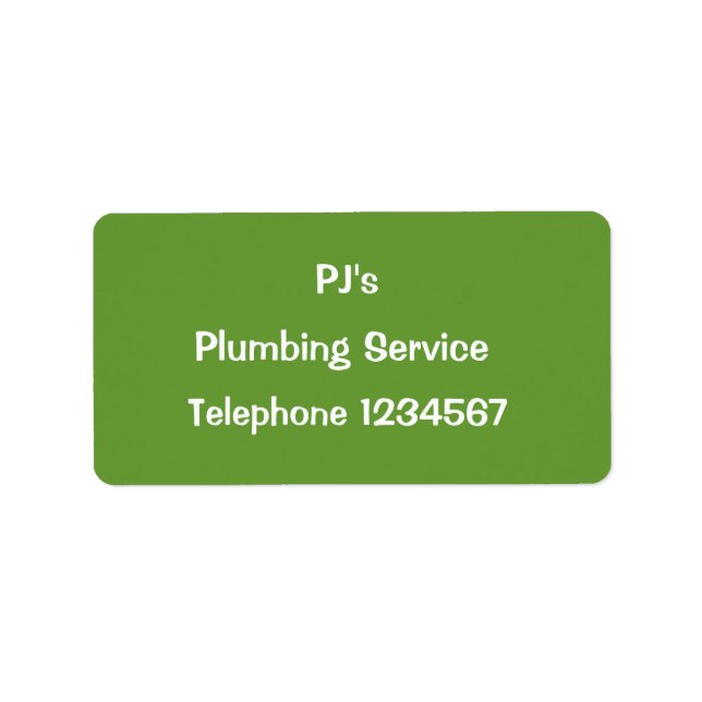 HANDEL - PLUMBERS ADRESSETIKETT (Framsidan)