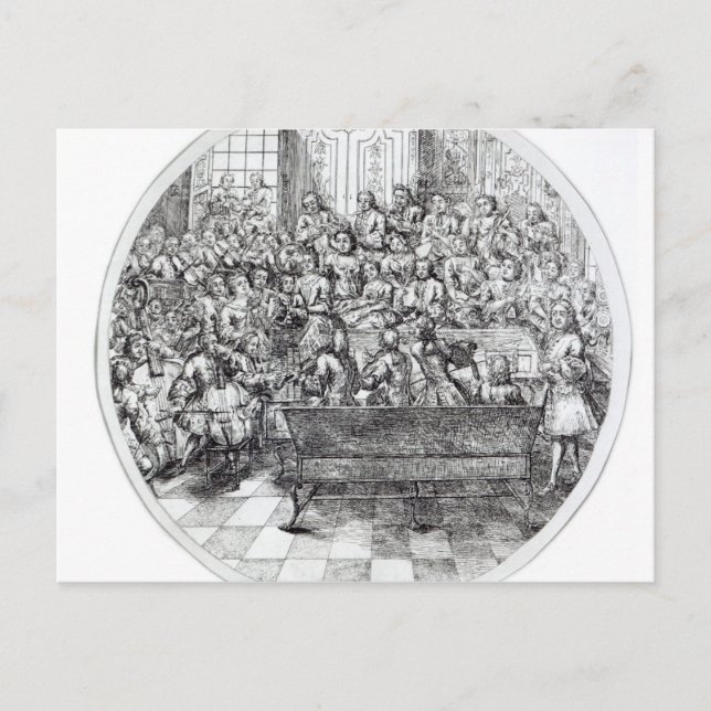 Handel som leder ett oratorio, c.1740 vykort (Framsida)