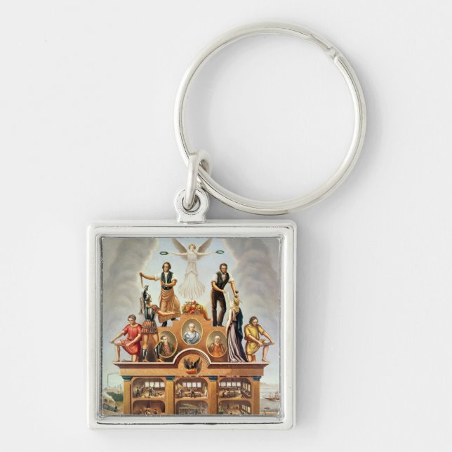 HandelEmblem av det amalgamerade samhället Fyrkantig Silverfärgad Nyckelring (Framsidan)