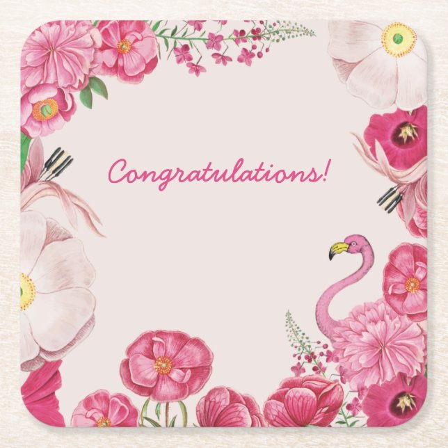 Händelse för Blommigt av anpassade Underlägg Papper Kvadrat (Framsidan)