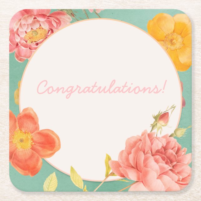 Händelse för Blommigt av anpassade Underlägg Papper Kvadrat (Framsidan)