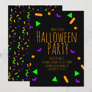Händelse för Födelsedagsfesten Neon Halloween Spri Inbjudningar
