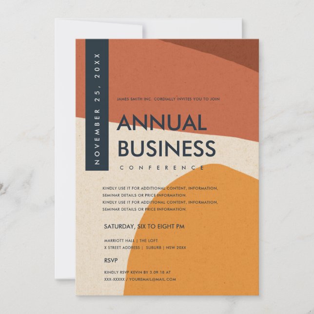 HÄNDELSE FÖR MODERN ABSTRAKT ART RUST ORANGE INBJUDNINGAR (Framsida)