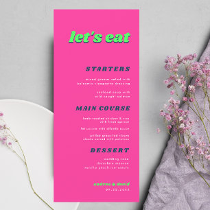 Händelse för Retro Rosa & Grönt Bröllop Meny