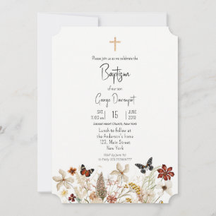 Händelse för Wildblomme Elegant Baptism Religiösa Inbjudningar