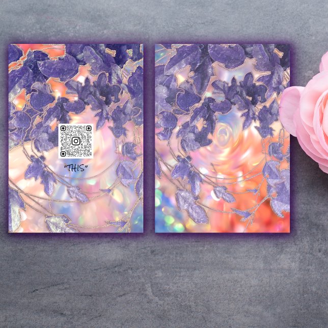 HÄNDELSE HOLOGRAFISK MODERN BLAD WREATH QR LOGOTYP INBJUDNINGAR (EVENT HOLOGRAPHIC MODERN LEAFS WREATH QR LOGO INVITATION)